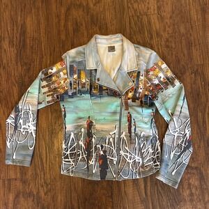 Simply Art by Dolcezza Jacket Womens XsFull Zip Pockets Artsy Abstract